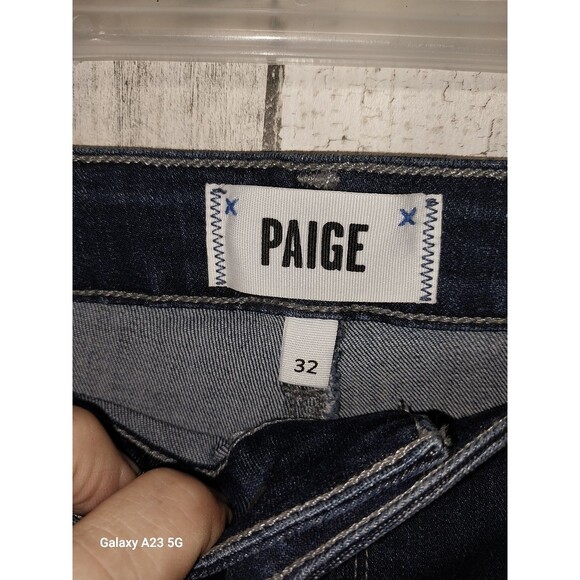 PAIGE Genesee Wide-Leg Crop Jeans Dark Wash Stretch Denim Size 32 - Picture 4 of 7